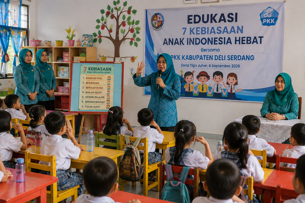 PKK Deli Serdang Edukasi 7 Kebiasaan Anak Indonesia Hebat kepada Siswa PAUD